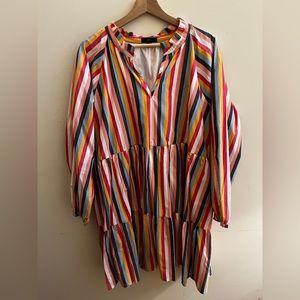 J Crew Tiered Stripe Popover Dress